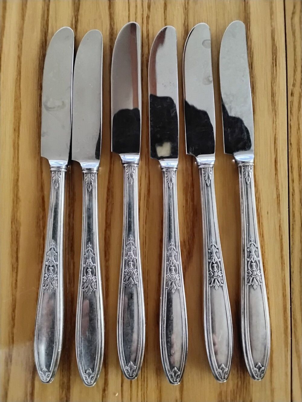 Vintage Dinner Knives Hollow Handles INSICO Stainless Set Of Six